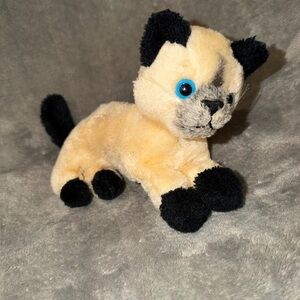 DAKIN Siamese Kitty Cat Plush Tan Black Stuffed Animal Blue Eye 1982 Vintage 12"